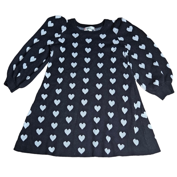 🔥4 for $20🔥 Poppies and Roses sweater dress black with white hearts size large - Picture 1 of 7